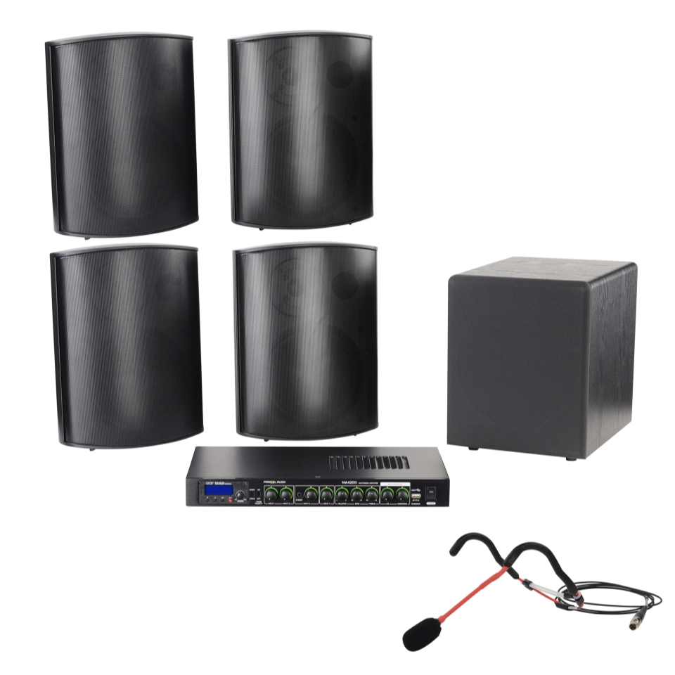 Medium+ Group Exercise Sound System Package - 4 Speakers