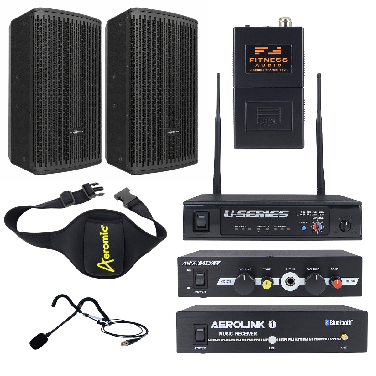 Powered Medium Group Fitness Sound System – 8" 2 Speaker Package