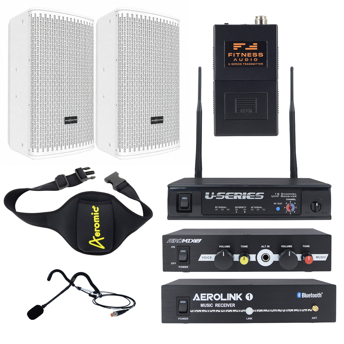 Powered Medium Group Fitness Sound System – 8" 2 Speaker Package